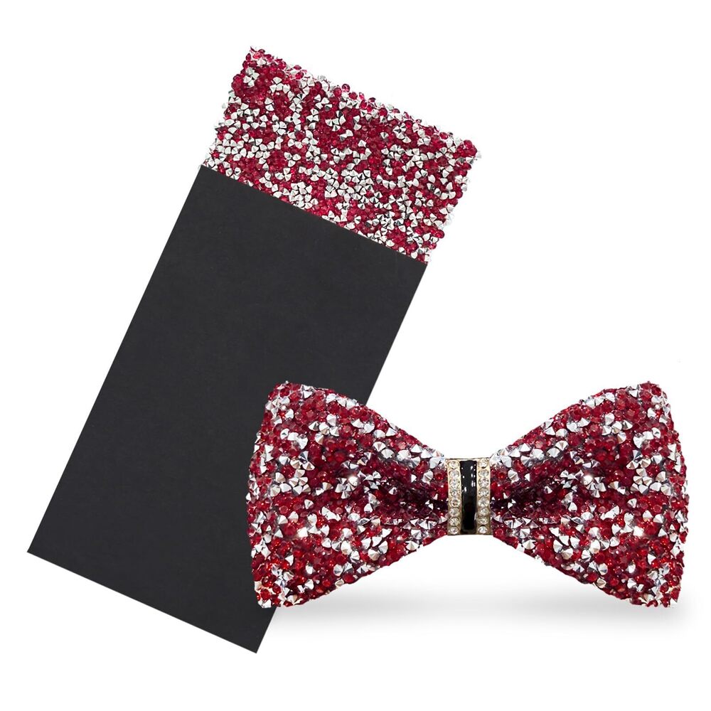 8248 Sparkle Bow Tie Set, Pre-tied Rhinestone Bow Tie and Prefolded Pocket